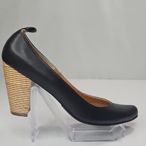 Nicora American Handmade Natalie Black Vegan Leather Heels Size 37 EUR